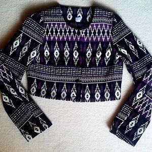 Cropped Aztec Pattern Jacket